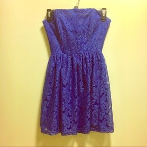 Wet Seal Navy Blue Lace Strapless Dress
